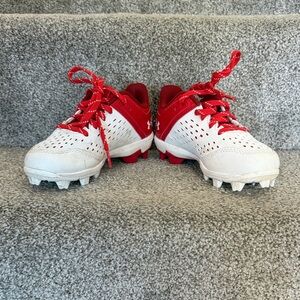 Red Under Armour Leadoff Baseball Cleats